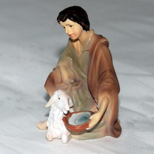 Krippenzubehör Krippenfigur Hirte mit Schaf und Wasserschale Schäfer Zusatzfigur Ersatzfigur – Bild 2