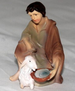 Krippenzubehör Krippenfigur Hirte mit Schaf und Wasserschale Schäfer Zusatzfigur Ersatzfigur