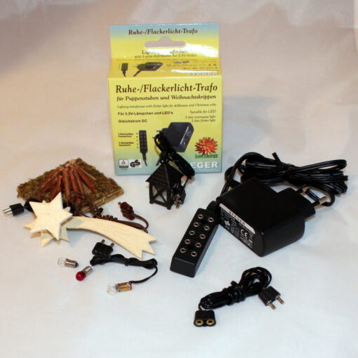 Set Krippenelektrik 8-teiligTrafo Komet Laterne Beleuchtungstrafo Ruhelicht und Flackerlicht Steger Krippenzubehör Wichtelzubehör Puppenstube Krippenbeleuchtung (Kopie)