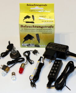 Krippenbeleuchtung Set : Trafo Ruhelicht Beleuchtungstrafo Fa. Steger mit 5 Anschlüsse, flackerfreie LEDs, Petroleumlaterne, Krippenelektrik, Krippenzubehör, Krippen, Wichtel, Puppenstube